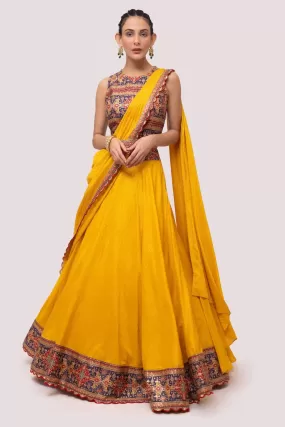 30Z297-RO Mustard Lehenga Set With Dupatta