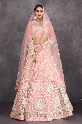 502841 Light Pink Embroidered Designer Lehenga with Dupatta