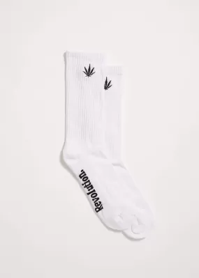 Afends HAPPY HEMP- SOCKS ONE PACK - WHITE