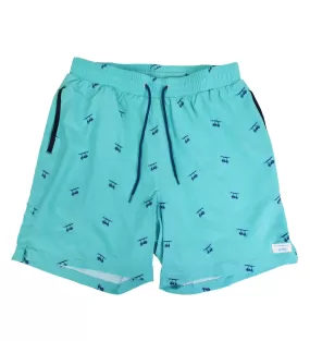 Aruba with Navy Golf Carts Swim Trunks