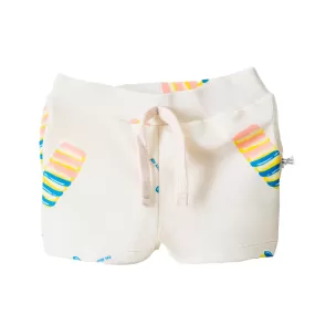 Beige Ice Cream Print Swim Trunks