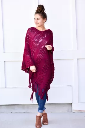 Better Burgundy Knit Poncho