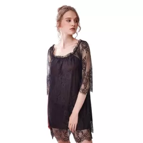 Black Honeymoon Nighty Bridal Nighty Women Sexy Hot Nightwear Boat Neck Nightgown