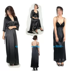 Black Silk Nighty Set Bridal Long Silk Night Gown Set Honeymoon Nighty Loungewear for Women