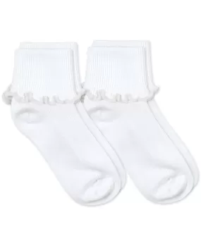 Jefferies Socks - Ripple Edge Turn Cuff- White