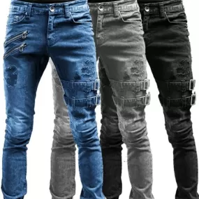 Men Slim Ripped Denim Trousers