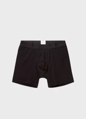 Men's Long Cut Stretch Cotton Trunks in Black