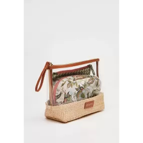 Pack Of 3 Printed Raffia Vanity Cases