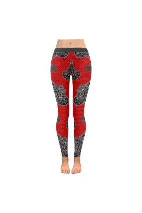 Paisley Hearts Low Rise Leggings (Invisible Stitch)