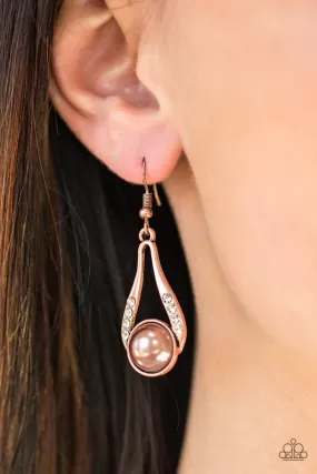 Paparazzi HEADLINER Over Heels - Copper Pearl Earrings