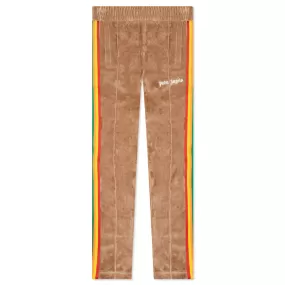 Rainbow Chenille Track Pants - Brown/White