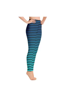 Striped Shades of Blue Yoga Leggings