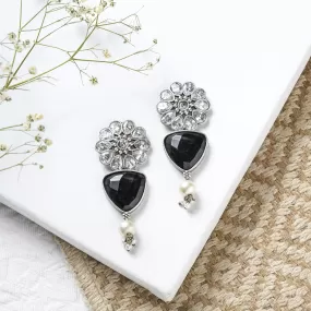 Teejh Ashikaa Black and White Silver Oxidised Earring