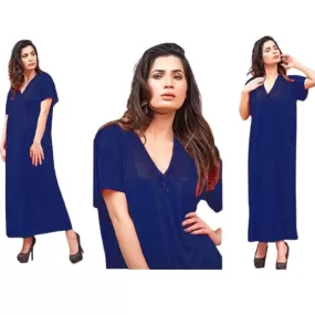 Women Long Blue Color Nightwear Nighty Dress Hot Sexy Nighty for Women