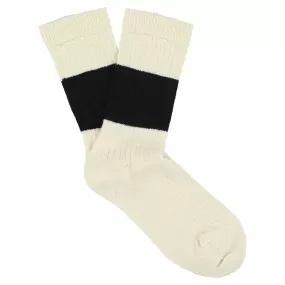 Women Melange Band Socks - Ecru / Black