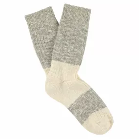 Women Melange Block Socks Light Grey / Ecru